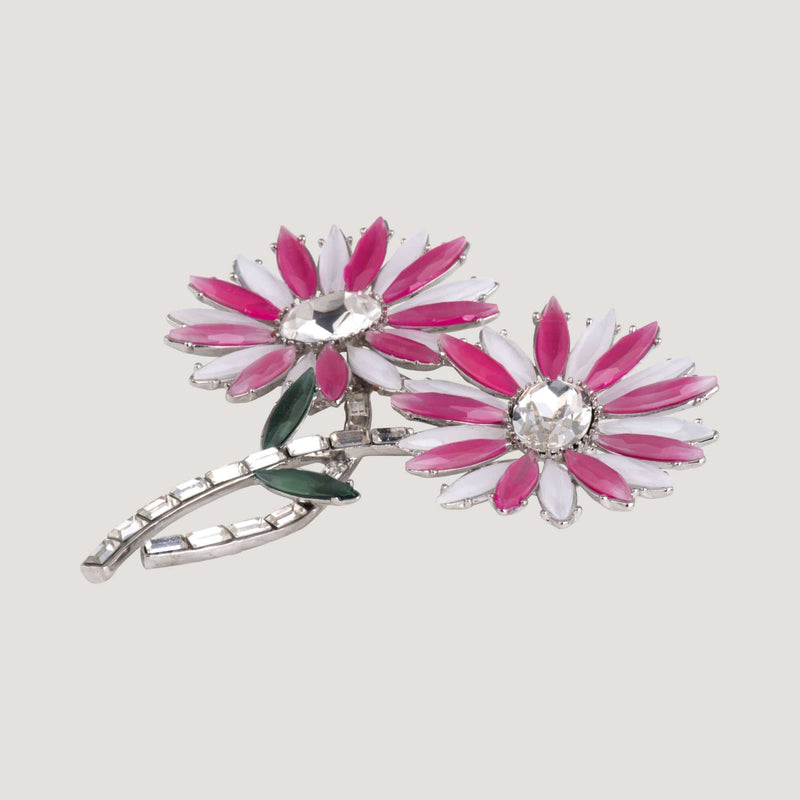 Two Flowers On Stems Brooch
