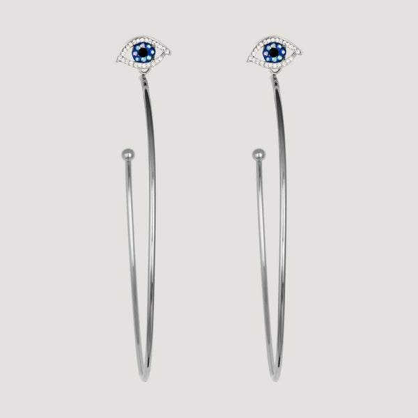 Large Crystal Eye Hoop Earrings
