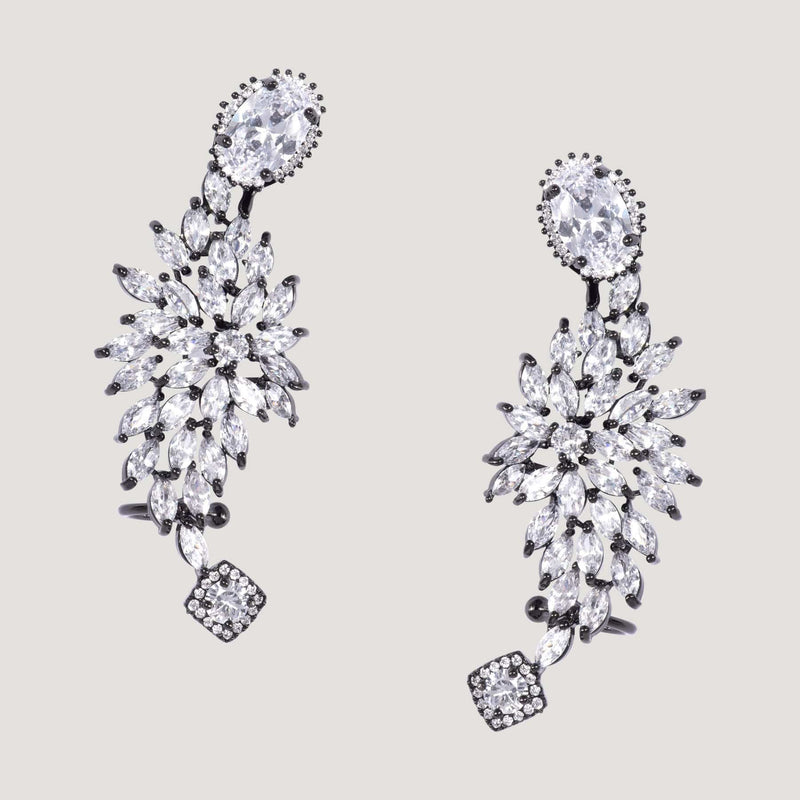 Elaborate Crystal Leaves Ear Cuffs