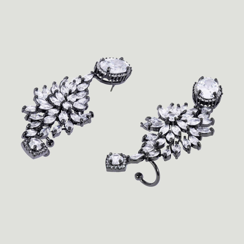 Elaborate Crystal Leaves Ear Cuffs