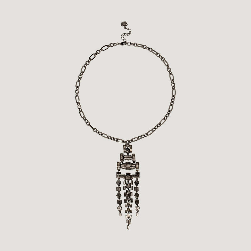 Art Deco Style Three Pendant Crystal Chains Necklace