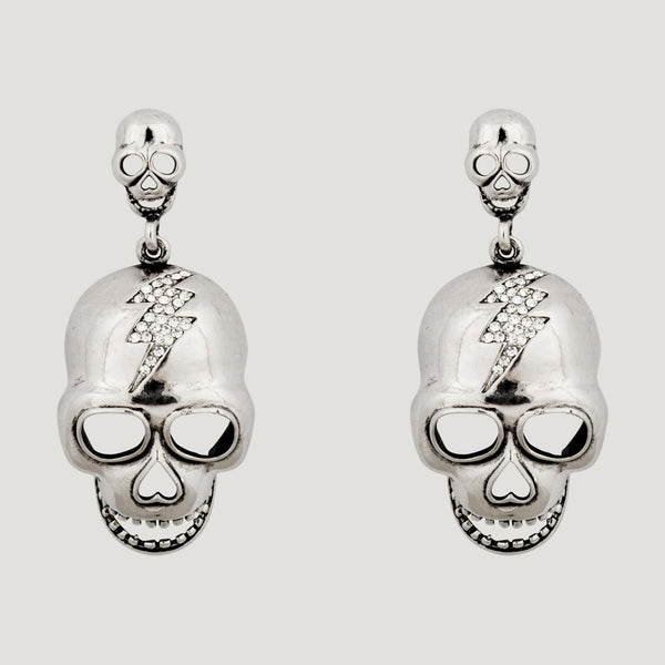 Skull with Lightning Drop Earrings