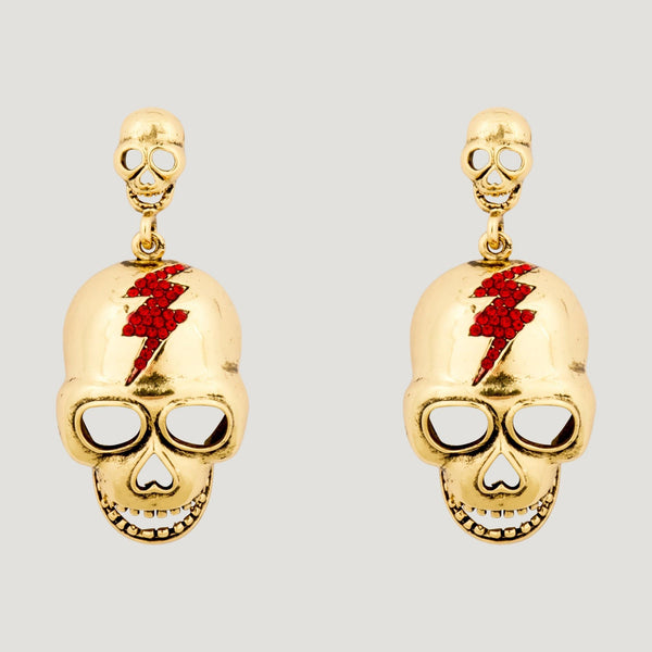 Skull with Lightning Drop Earrings