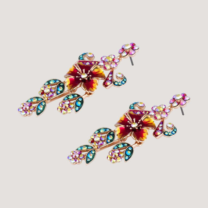Antique Look Flower Drops Earrings