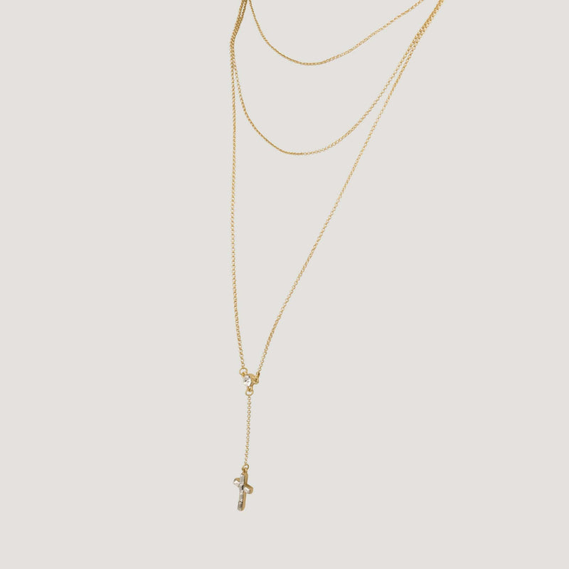Double Chain Y-Shape Cross Necklace