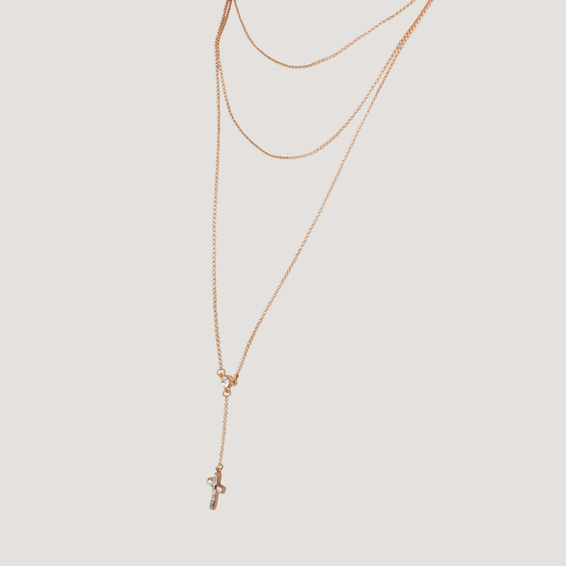 Double Chain Y-Shape Cross Necklace