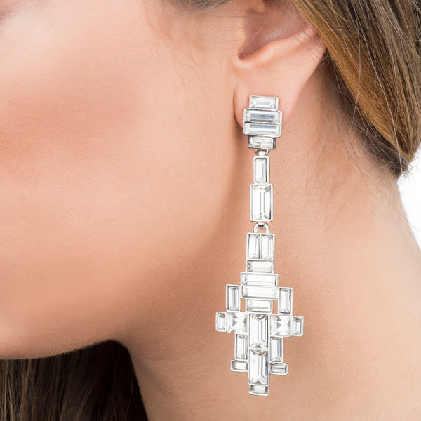 Crystal Baguette Art Deco Drop Earrings
