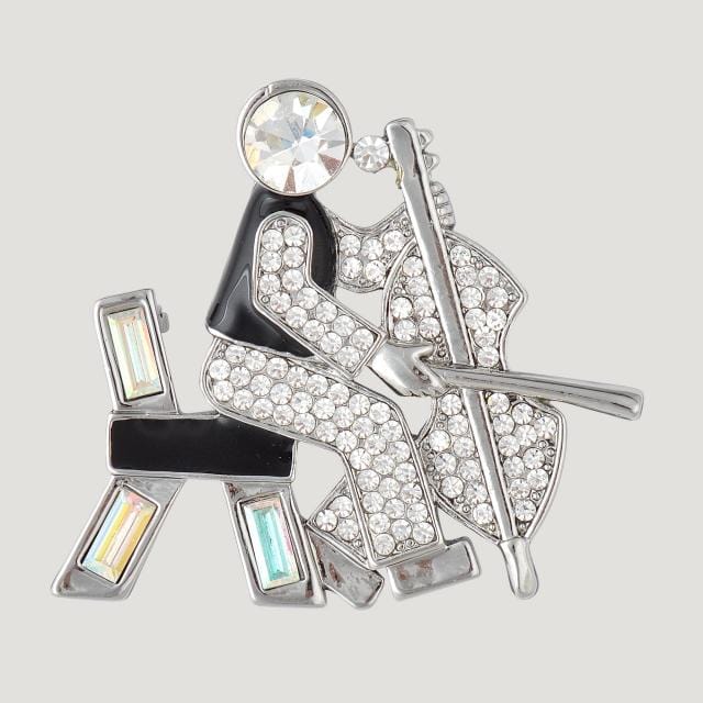 Butler & Wilson Crystal Cello Player Brooch
