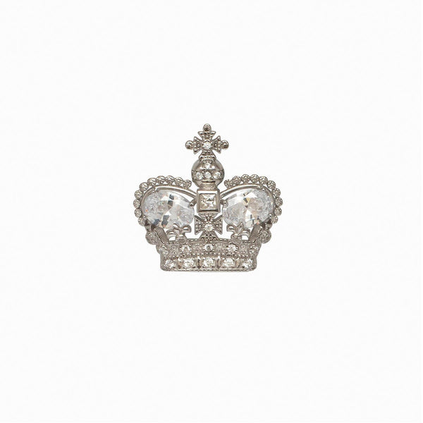 Sterling Silver Crystal Crown Clutch Pin