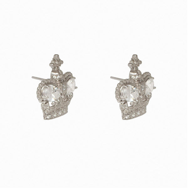 Sterling Silver Crown Crystal Earrings