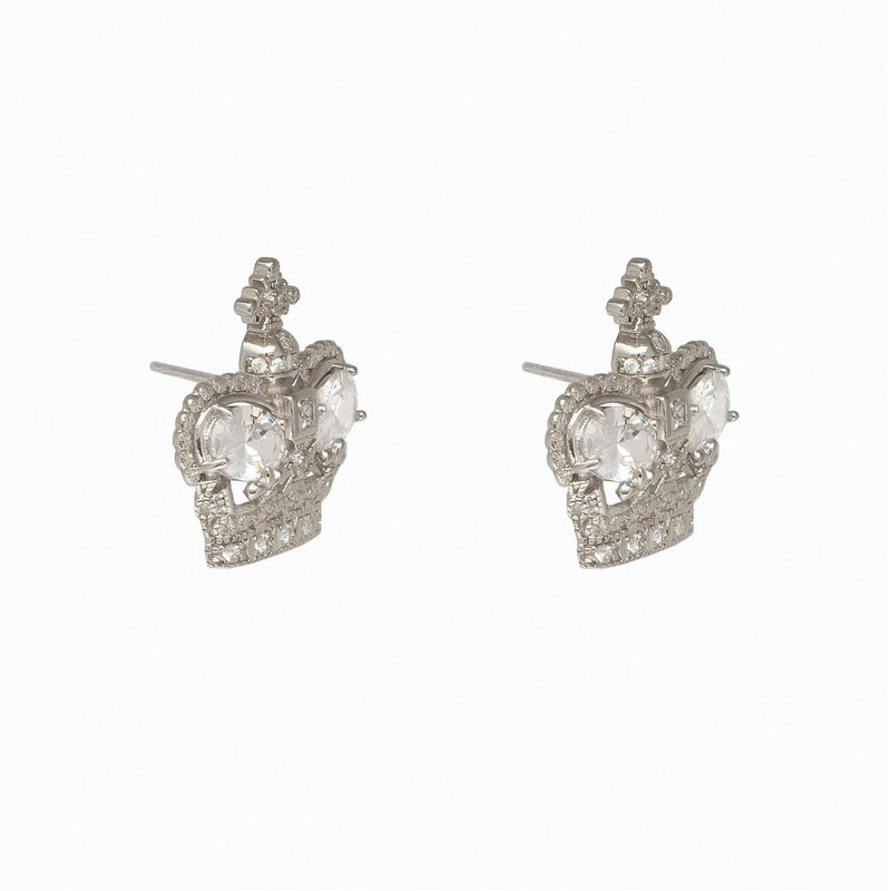 Sterling Silver Crown Crystal Earrings
