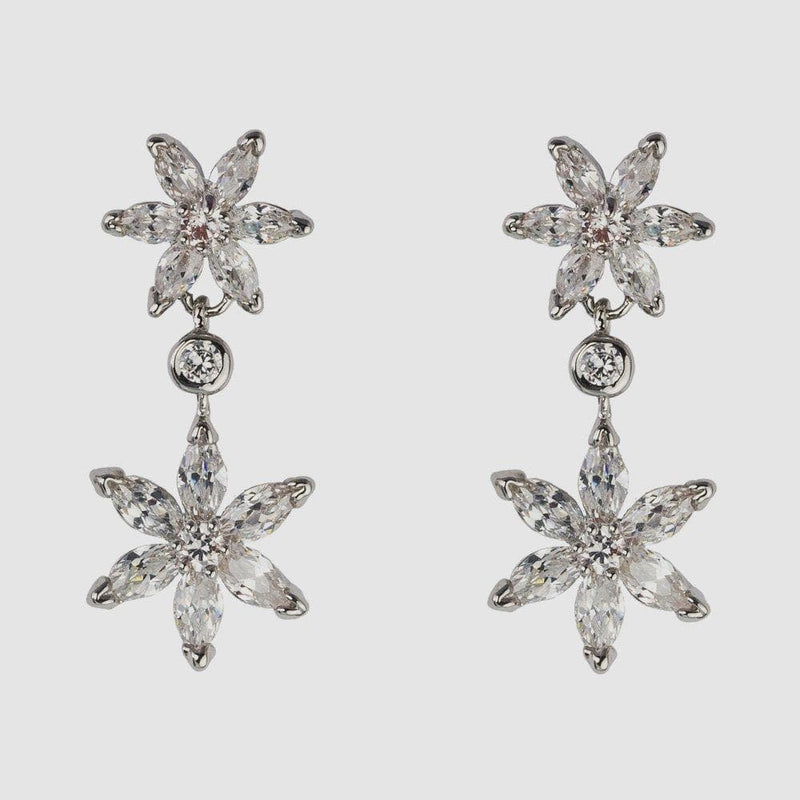 Double Daisy Drop Earrings