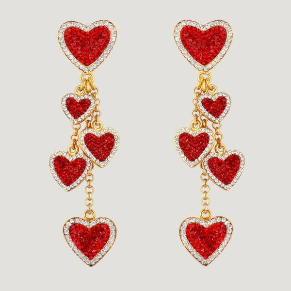 Multi Crystal Heart Earrings