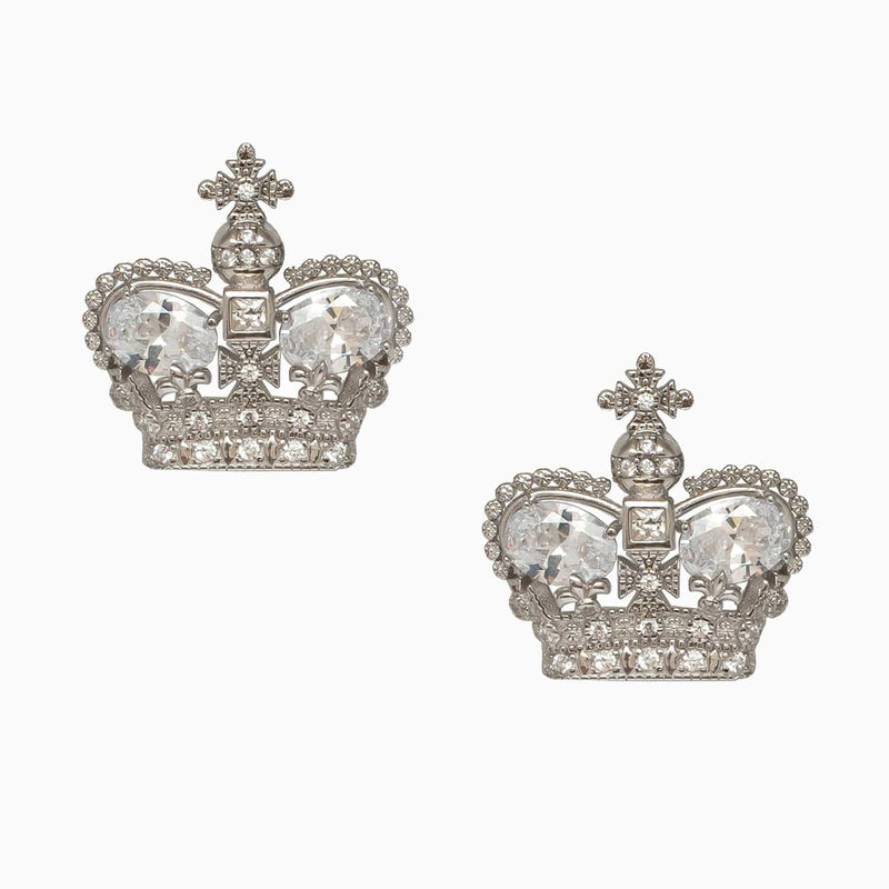 Sterling Silver Crystal Crown Cufflinks