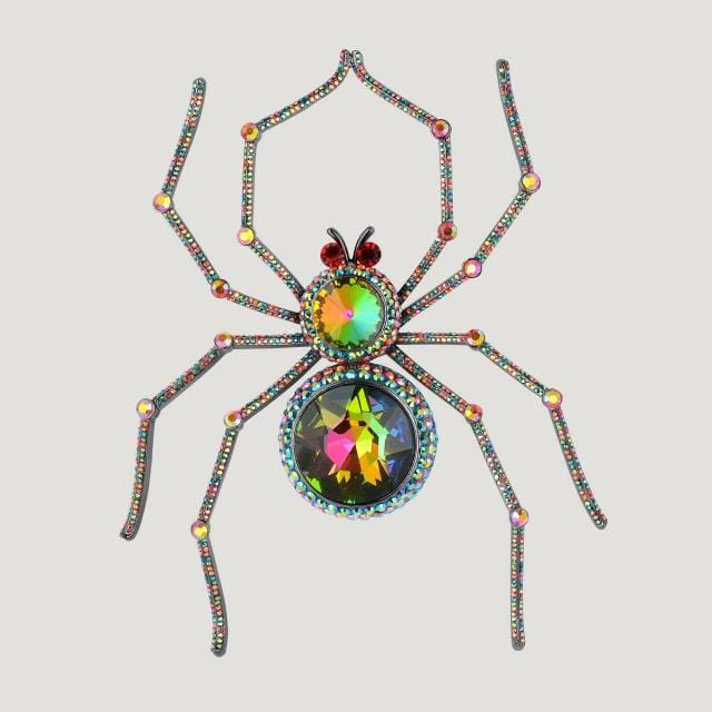 Large Crystal Spider Brooch