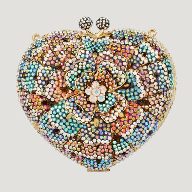 Swarovski Crystal Heart Shape Flower Bag Ab Multi
