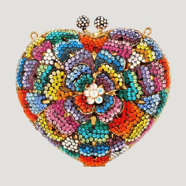 Swarovski Crystal Heart Shape Flower Bag Ab Multi